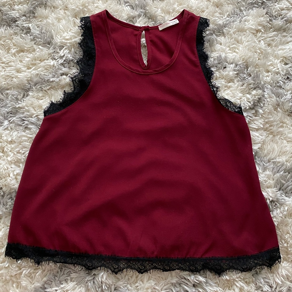 Black & Maroon Lace Top